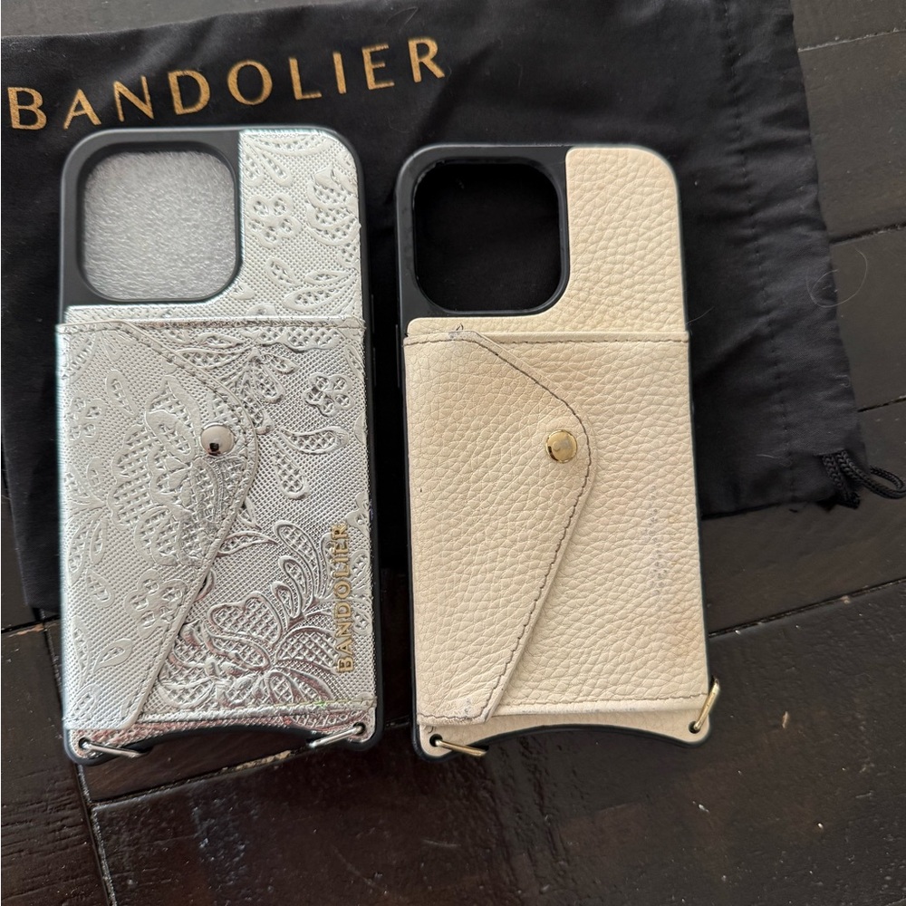 Bandolier Silver and Cream Phone Cases with Card Holder